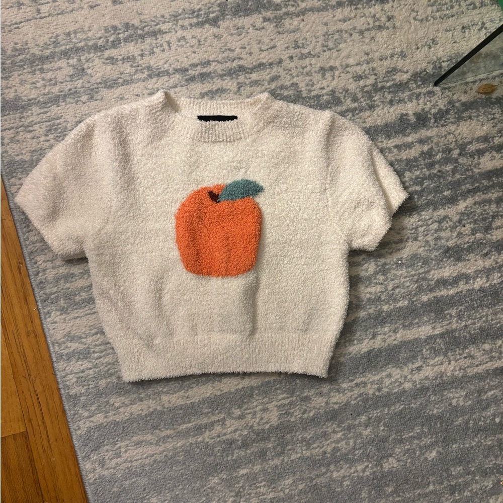 Cider Cream Sweater top with Orange Design